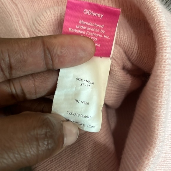 Disney Minnie Mouse Striped Pom Pom Beanie Hat Grey and Pink Hat size 2T-5T - Picture 5 of 6